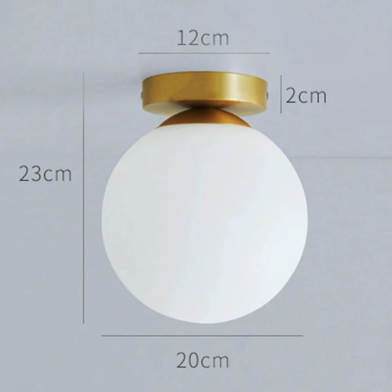 Plafonnier Boule Verre Doré