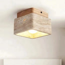 Luminaire Plafonnier Bois et Pierre - plafonnier