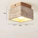 Luminaire Plafonnier Bois et Pierre - plafonnier