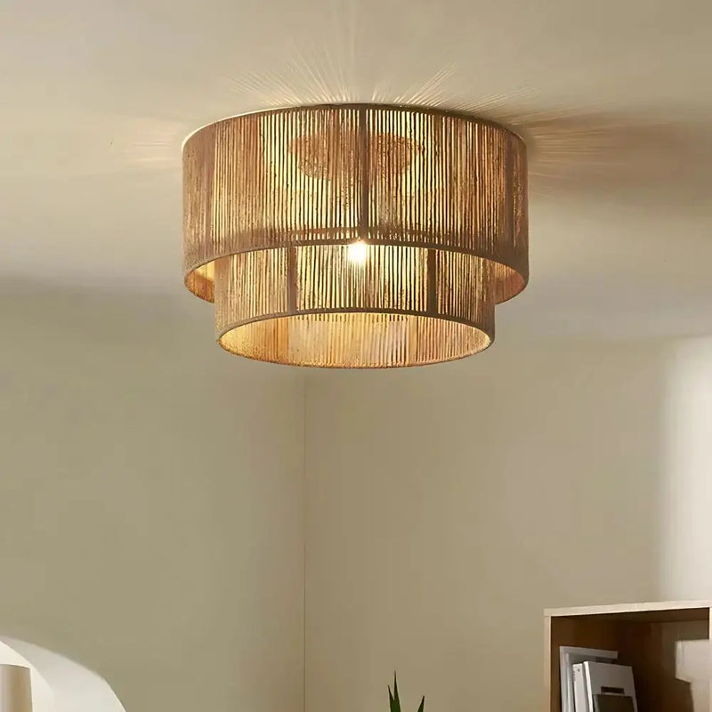 Luminaire Plafonnier Rotin - plafonnier