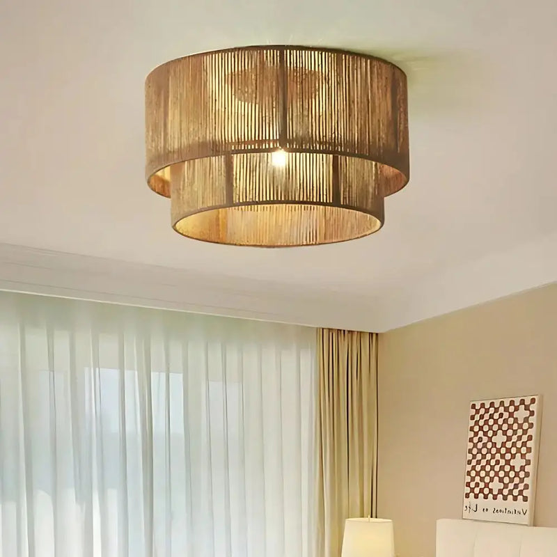 Luminaire Plafonnier Rotin - plafonnier