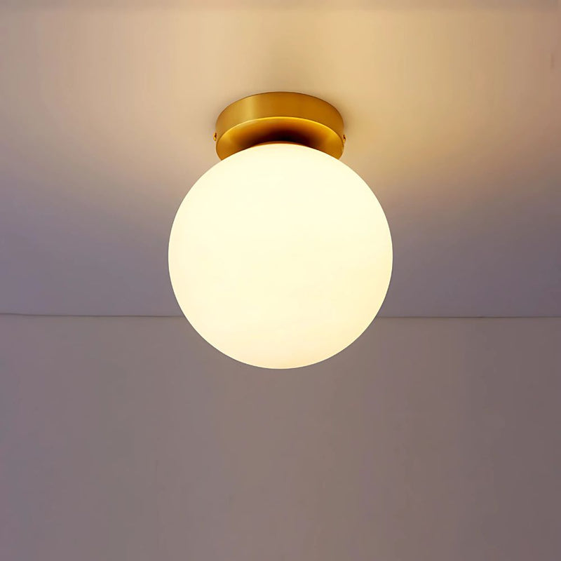 Plafonnier Boule Verre Doré