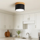 Plafonnier Bois et LED Noir - plafonnier