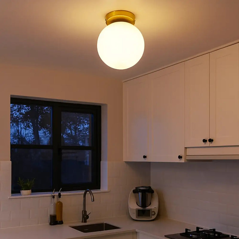 Plafonnier Boule Verre Doré - plafonnier