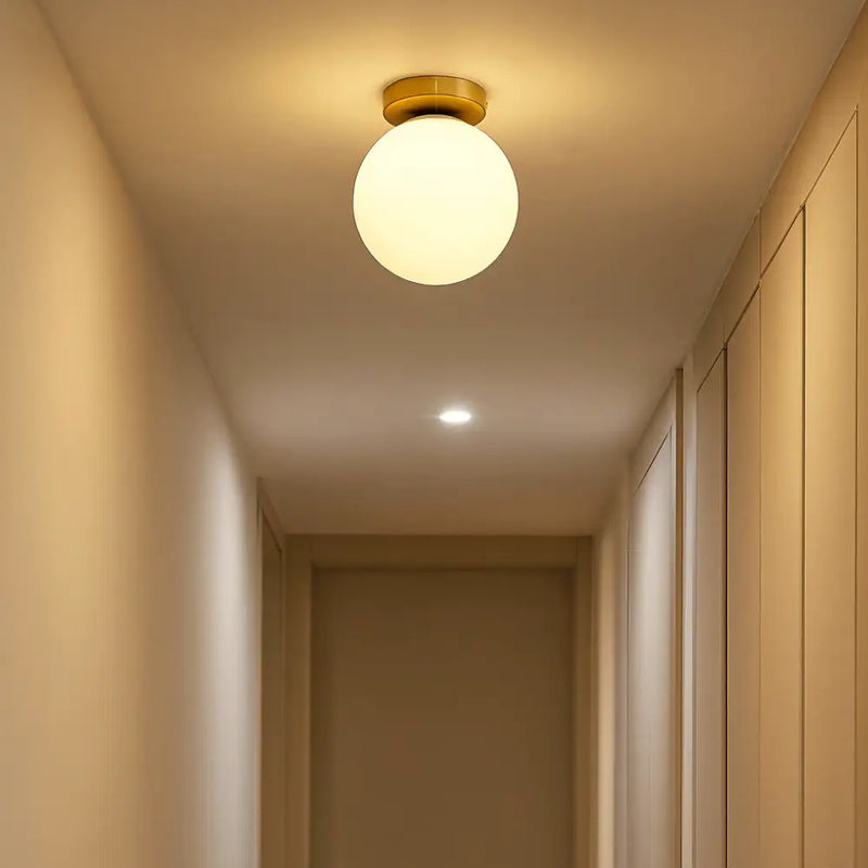 Plafonnier Boule Verre Doré - plafonnier