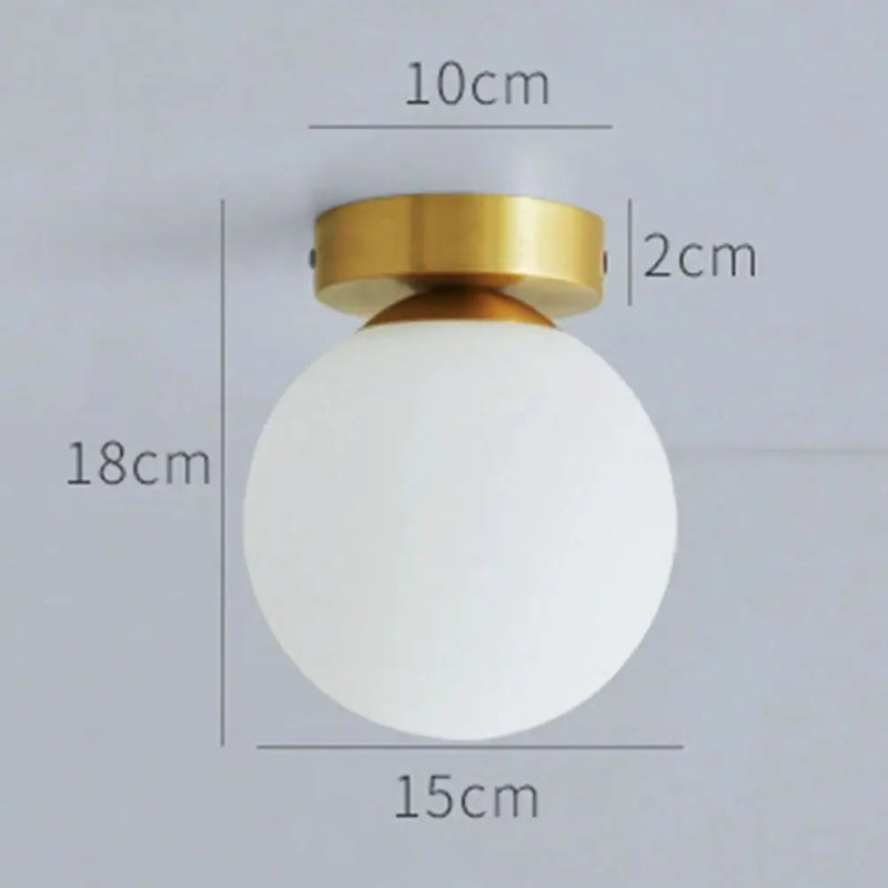 Plafonnier Boule Verre Doré - Globe Ø15 cm - plafonnier