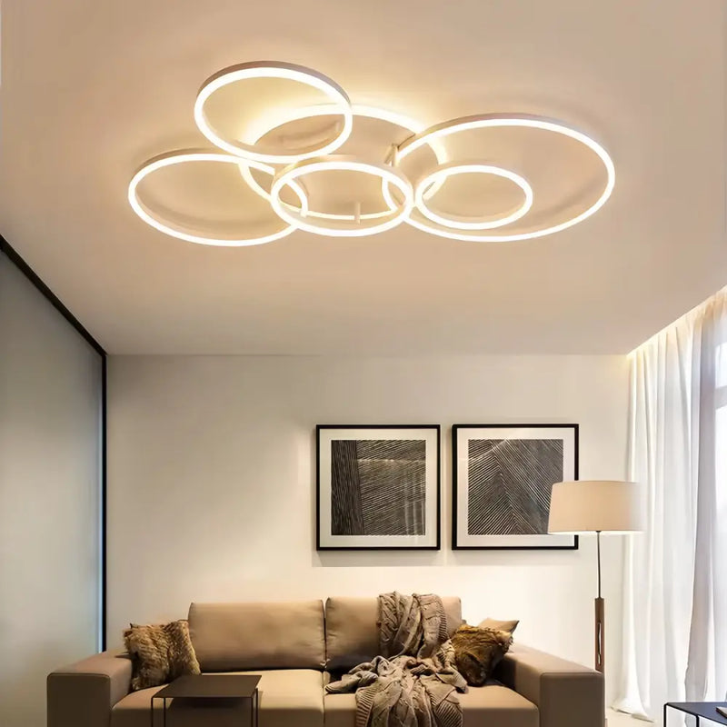 Plafonnier Cercle LED Blanc - Blanc 5 têtes (115x80 cm) - plafonnier