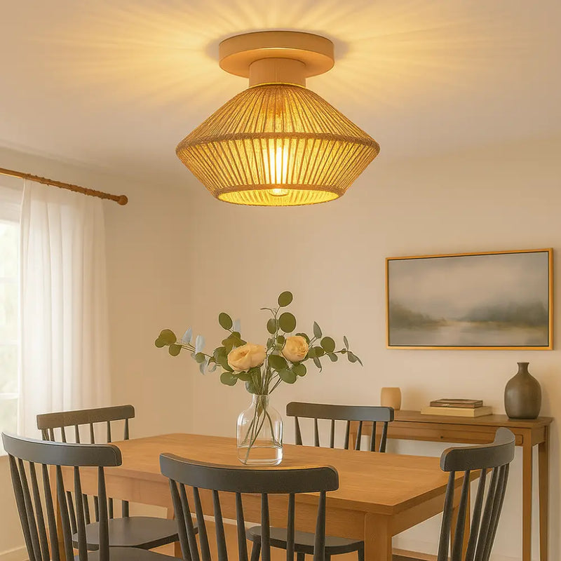 Plafonnier en Rotin - D32cm | H21cm - plafonnier