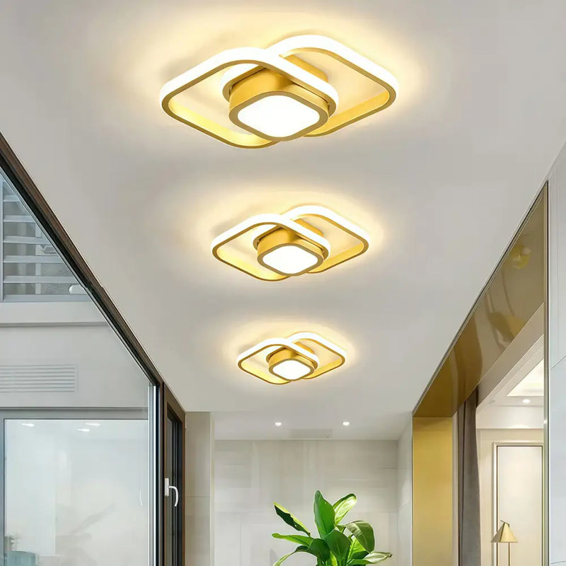 Plafonnier LED Carré Doré - plafonnier