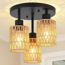 Plafonnier Rotin Noir - 30cm - plafonnier