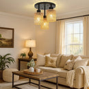 Plafonnier Rotin Noir - 30cm - plafonnier