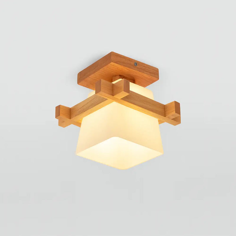 Plafonnier Verre et Bois - plafonnier